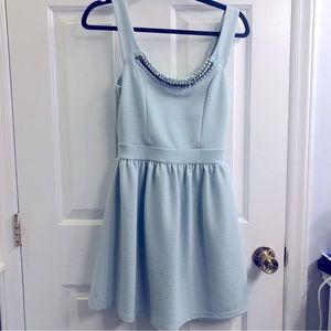 Just Me | size S | light seafoam mint fit and fare dress with beaded collar